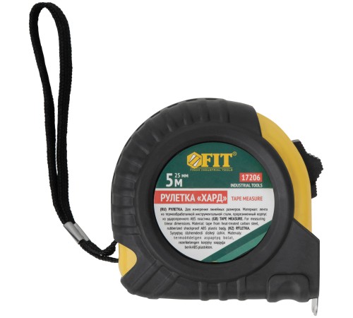 Рулетка прорезиненный корпус "Хард" 5 м x 25 мм FIT IT