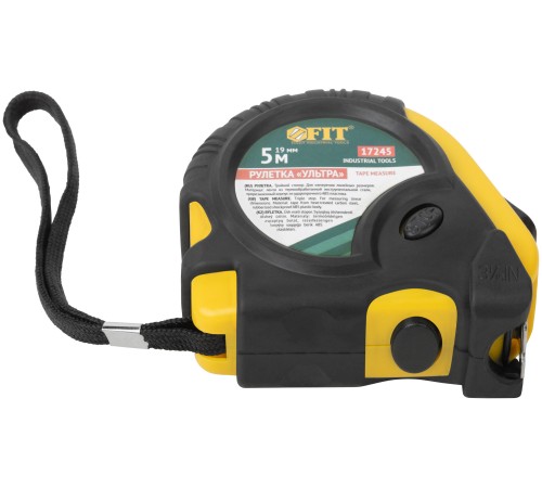 Рулетка прорезинен. корпус, тройной стопор "Ультра" 5 м x 19 мм FIT IT