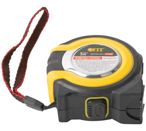 Рулетка прорезиненный корпус, двойной стопор "Техно"  5 м x 19 мм FIT IT