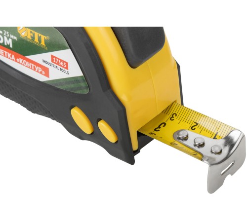Рулетка "Контур" с автостопом, прорезиненный корпус 5 м x 25 мм FIT IT