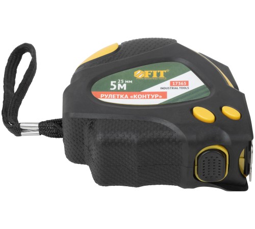 Рулетка "Контур" с автостопом, прорезиненный корпус 5 м x 25 мм FIT IT