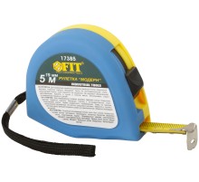 Рулетка эластичный корпус, сине-желтая "Модерн", двойной стопор 5 м x 19 мм FIT IT