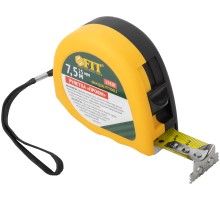 Рулетка Профи, калибр.лента, нейл.покр., магн.крючок, эласт.корпус черн-желт., двойн.стопор 7,5 м х 25 мм FIT HQ
