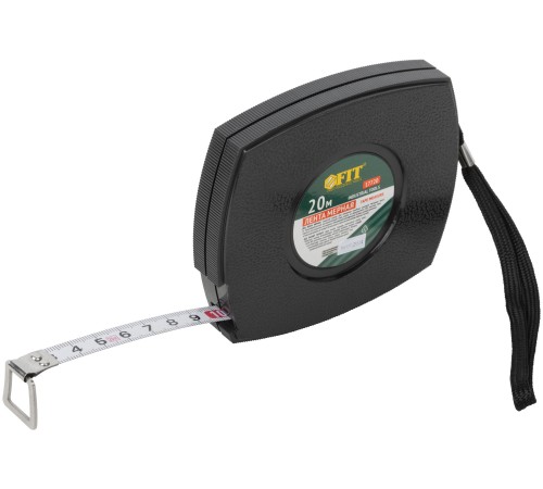 Рулетка, черный закрытый пластиковый корпус, стальная лента 20 м FIT IT