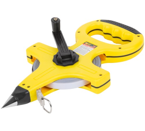 Рулетка геодезическая, стальная лента, желтый открытый пластиковый корпус, прорезиненная ручка 50 м FIT IT