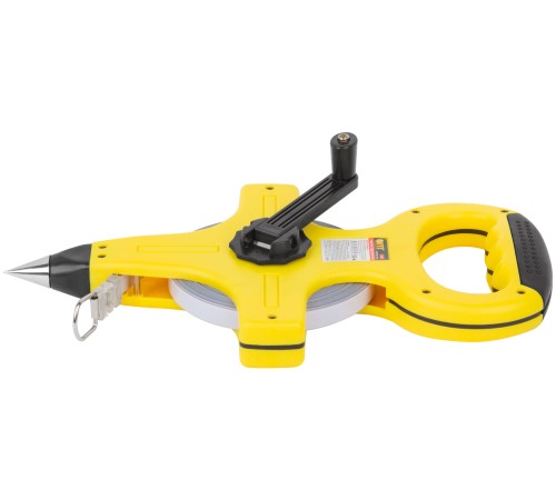 Рулетка геодезическая, стальная лента, желтый открытый пластиковый корпус, прорезиненная ручка 50 м FIT IT