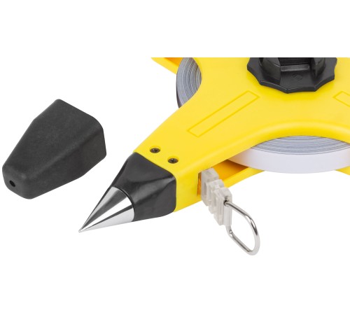 Рулетка геодезическая, стальная лента, желтый открытый пластиковый корпус, прорезиненная ручка 50 м FIT IT