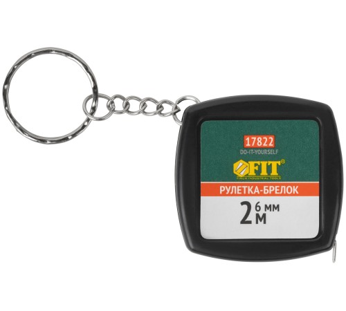Рулетка-брелок 2 м x 6 мм, черная квадратная FIT DIY