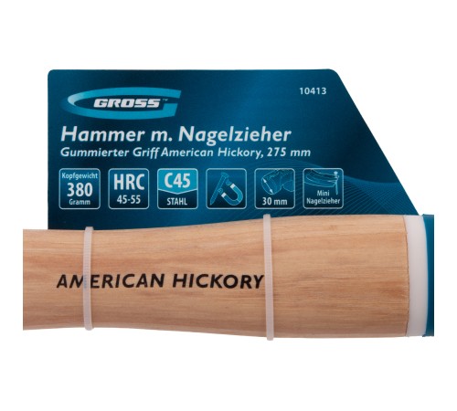 Молоток-гвоздодер, 380 г, угол 75, магнит, обрезиненная рукоятка AMERICAN HICKORY GROSS Молоток-гвоздодер, 380 г, угол 75, магнит, обрезиненная рукоятка AMERICAN HICKORY GROSS