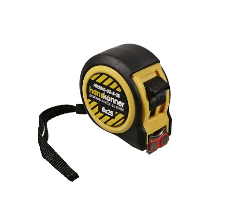 Рулетка 8x25мм, 2 стопа, компактный корпус, мощный магнит, Hanskonner