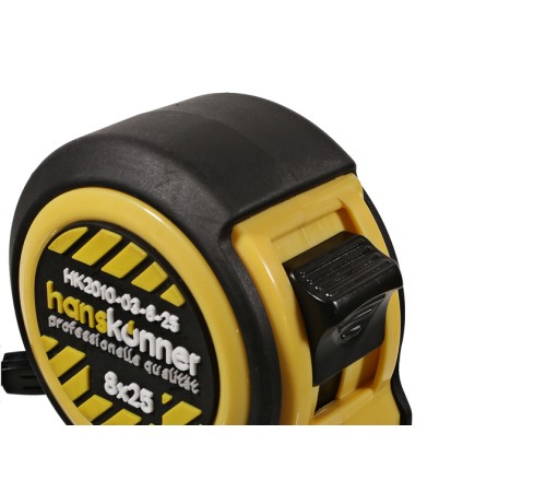 Рулетка 8x25мм, 2 стопа, компактный корпус, мощный магнит, Hanskonner
