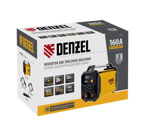 Аппарат инвертор. дуговой сварки DM-160 Standart, 160 А, ПВ 60%// Denzel Аппарат инвертор. дуговой сварки DM-160 Standart, 160 А, ПВ 60%// Denzel
