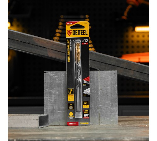 Сверло спиральное по металлу 12 x 151 мм, Р6М5, Golden Tip  Denzel