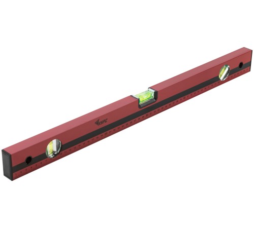 Уровень "Оптима", 3 глазка, красный корпус, фрезерованная рабочая грань, шкала  600 мм КУРС