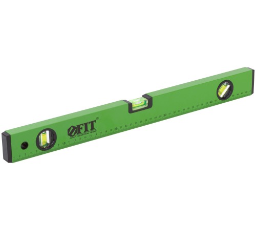 Уровень "Техно", 3 глазка, зеленый корпус, фрезерованная рабочая грань, шкала  500 мм FIT IT