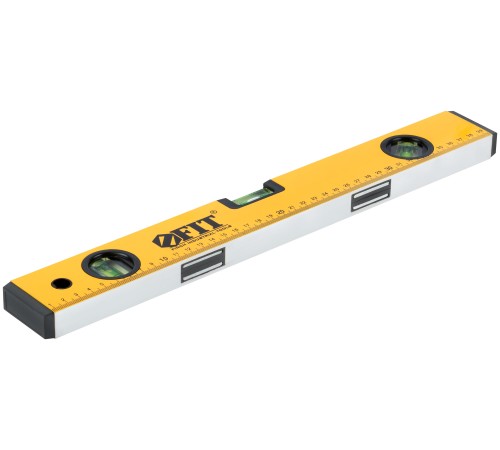 Уровень "Старт", 3 глазка, желтый корпус, фрезер. рабочая грань, магниты, шкала  400 мм FIT IT