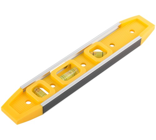 Уровень "Торпедо" пластиковый, 3 глазка, магнитный, с алюминиевой рамкой 225 мм FIT IT