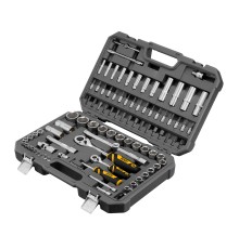 Набор инструментов, 1/2", 1/4", CrV, S2, пластиковый кейс, 94 предмета Denzel