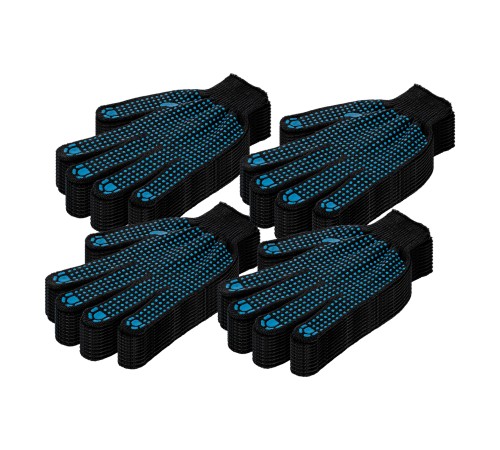 Перчатки трикотажные, х/б, 200 пар,  ПВХ точка, 3 нити, 10 класс Сибртех