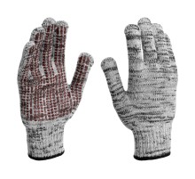 Перчатки трикотажные, акрил, усиленные, ПВХ-гель Протектор, цвет: мулине, 10 класс Сибртех