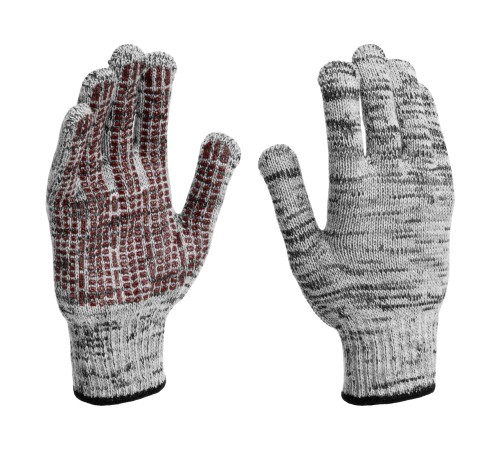 Перчатки трикотажные, акрил, усиленные, ПВХ-гель Протектор, цвет: мулине, 10 класс Сибртех