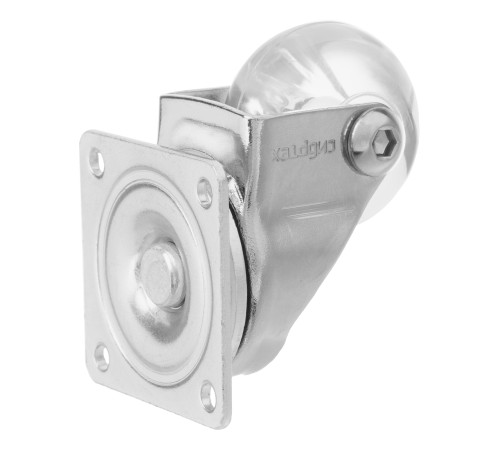 Колесо ПУ прозрачное поворотное d-35 мм, крепление платформенное Сибртех