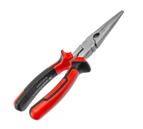 Длинногубцы прямые Nickel, 200 мм, никелированные, двухкомпонентные рукоятки Matrix