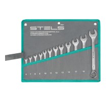 Набор ключей комбинированных 6-22 мм, 12 шт, CrV, матовый хром Stels