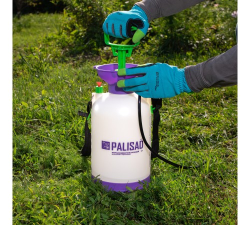Опрыскиватель ручной усиленный с горловиной 5 л, с насосом, шлангом и разбрызгивателем Palisad