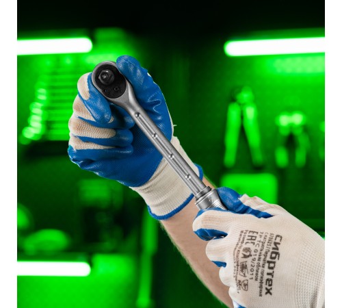 Ключ-трещотка телескопический 3/8", 215-315 мм, 72 зуба, с быстрым сбросом Сибртех