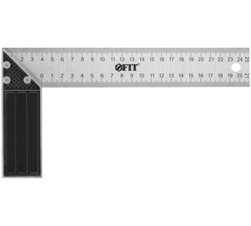 Угольник столярный, рифленая шкала, алюминиевое основание 250 мм FIT IT Угольник столярный, рифленая шкала, алюминиевое основание 250 мм FIT IT