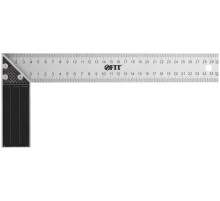 Угольник столярный, рифленая шкала, алюминиевое основание 300 мм FIT IT