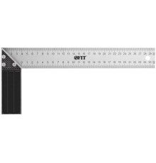 Угольник столярный, рифленая шкала, алюминиевое основание 300 мм FIT IT