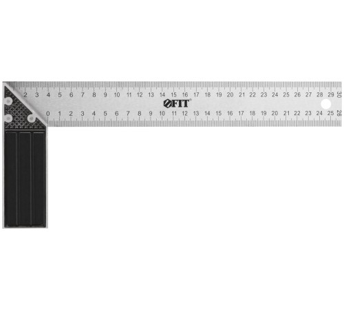Угольник столярный, рифленая шкала, алюминиевое основание 300 мм FIT IT