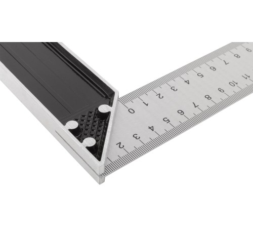 Угольник столярный, рифленая шкала, алюминиевое основание 300 мм FIT IT