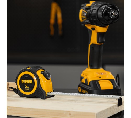 Рулетка 5м х 25мм, обрезиненный корпус, автоматическая фиксация Denzel Рулетка 5м х 25мм, обрезиненный корпус, автоматическая фиксация Denzel