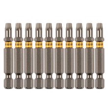 Бита TX 25х50, сталь S2, шестигранный профиль, 10 шт. Е 6,3 Denzel Бита TX 25х50, сталь S2, шестигранный профиль, 10 шт. Е 6,3 Denzel