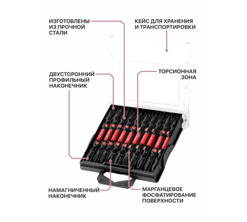 Бита ударная двусторонняя магнитная P.I.T. ASDR03-065CA