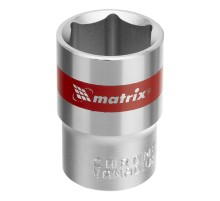 Головка торцевая, 19 мм, шестигранная, CrV, под квадрат 1/2, хромированная Matrix