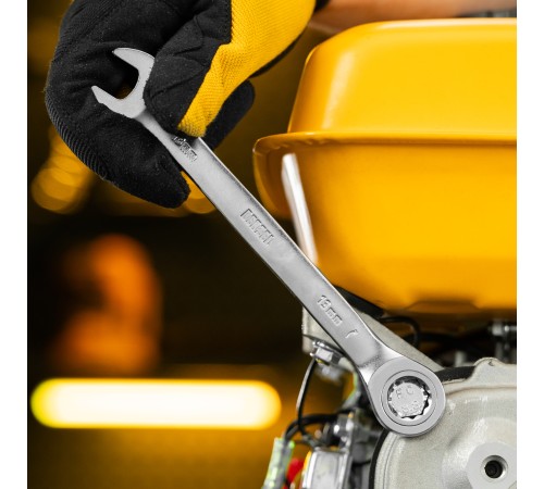 Набор ключей комбинированных трещоточных 6-17 мм, 6 шт., CrV, матовый хром Denzel