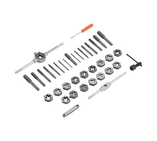 Набор метчиков и плашек М3-М12, плашко-метчикодержатель, 40 предметов, пластиковый бокс Sparta