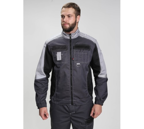 Костюм Формула (тк.Смесовая,240) брюки, т.серый/св.серый/черный