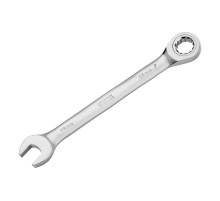 Ключ комбинированный трещоточный, 15 мм, CrV, матовый хром Denzel