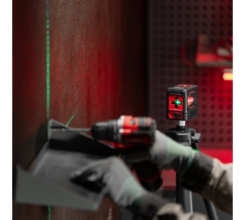 Лазерный уровень QBC GREEN Pro SET, 20 м, зеленый луч, батарейки, штатив MTX