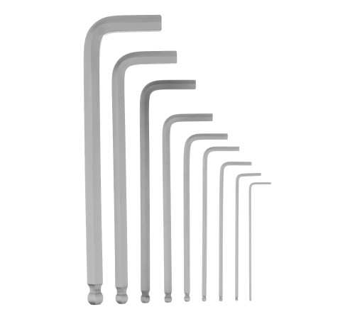 Набор ключей имбусовых, HEX, 1,5-10 мм, CrV, 9 шт., удлиненные, с шаром Сибртех