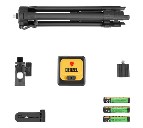 Лазерный уровень DQB-T, 30 м, зеленый луч, батарейки, штатив Denzel