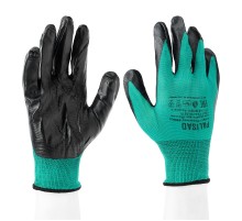 Перчатки полиэфирные с черным нитрильным покрытием маслобензостойкие, L, 15 класс вязки Palisad