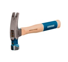 Молоток-гвоздодер, 380 г, угол 75, магнит, обрезиненная рукоятка AMERICAN HICKORY GROSS