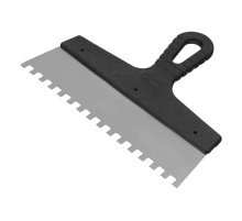 Шпатель из нержавеющей стали, 250 мм, зуб 8 х 8 мм, пластмассовая ручка Сибртех