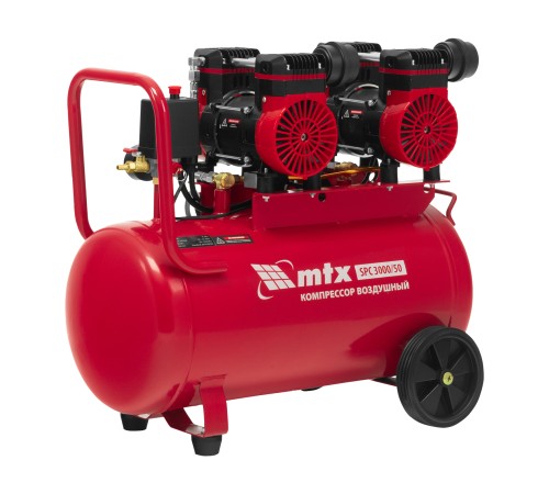 Компрессор безмасляный малошумный SPC 3000/50, 3000 Вт, ресивер 50 л, 520 л/мин// MTX